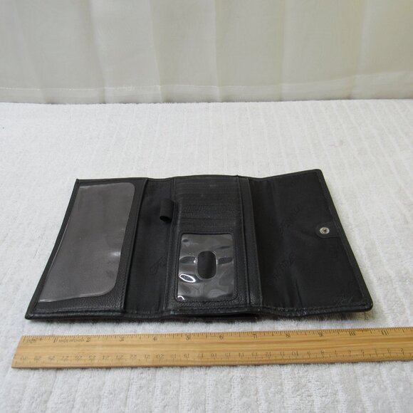 Fossil Leather Wallet Women Black Credit Card ID Slots Checkbook Holder Vintage - Picture 8 of 12